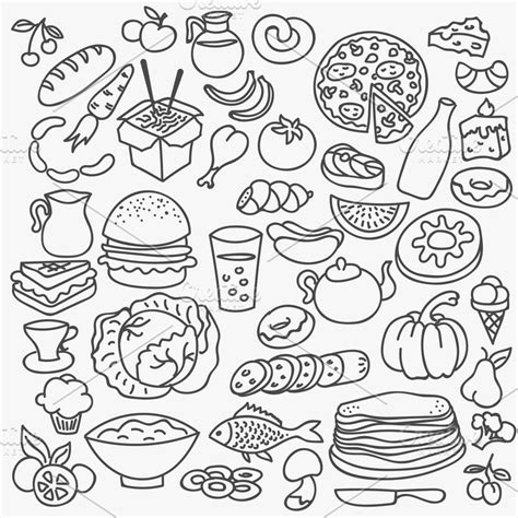 Vector hand drawn food set | Custom-Designed Illustrations ~ Creative ...