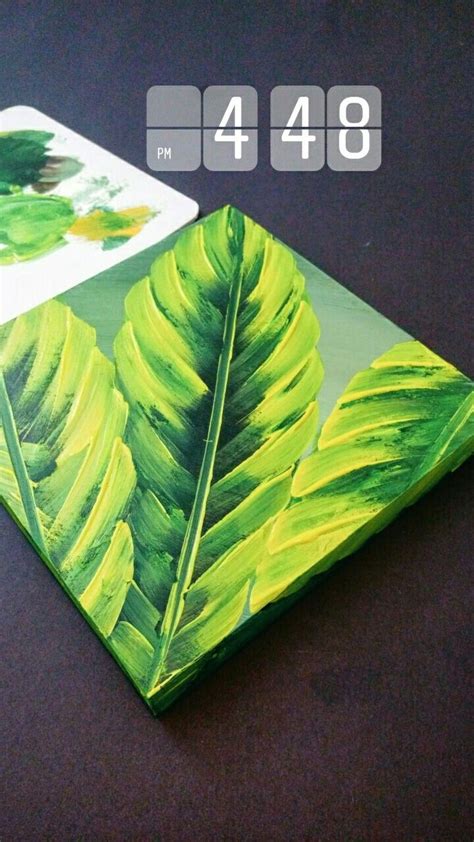 Simple leaf 🍃 painting 🎨 Acrylic painting🎨on wooden panel. Leaf ...