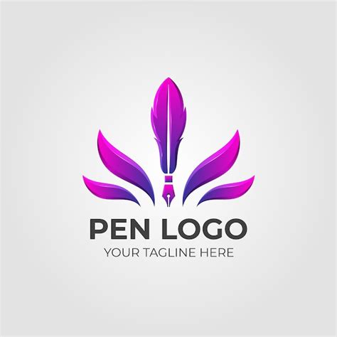 Gradient Quill Pen Logo Template with Tagline | IMGPANDA - A Free ...