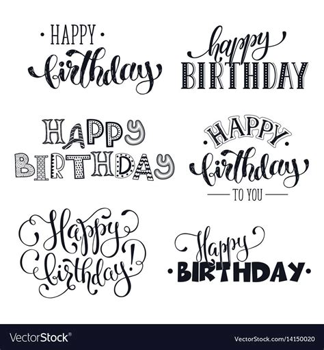 Hand written Happy birthday phrases. Greeting card text templates ...