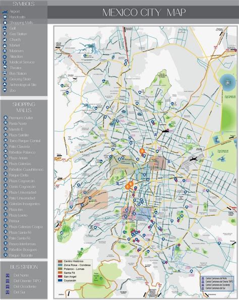 Mexico City tourist attractions map - Ontheworldmap.com