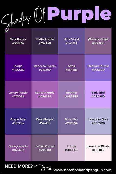 95+ Perfect Shades Of Purple (With Hex Codes) | Purple color code ...