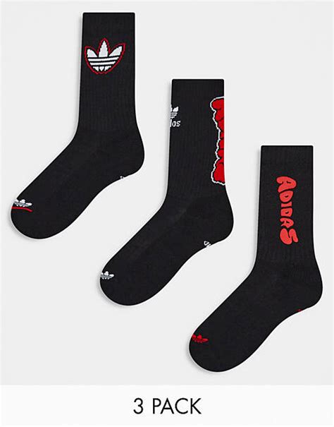 adidas Originals Street unisex 3-Pack Crew socks in black | ASOS