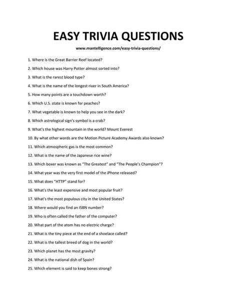 an easy trivia question is shown in the text