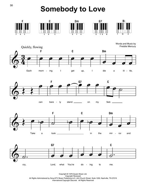 Somebody To Love por Queen Partituras para Piano Súper Fácil en Sheet ...