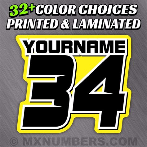 3 Motorcycle Number Name Plate Race Color Decals Sticker MX ATV SX BMX ...