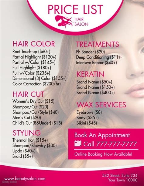 Hair Salon Flyer | Hair salon prices, Hair salon price list, Salon ...