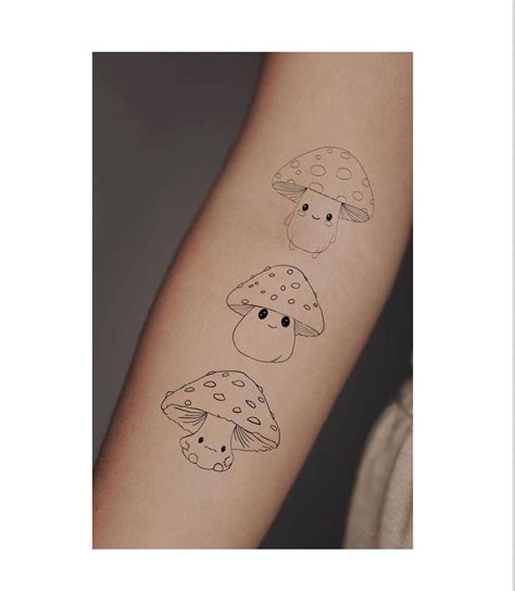 Mushroom Tattoo Set, 3 Types of Mushrooms Digital File, Cute Grumpy ...