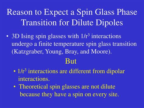 PPT - Dipole Glasses Are Different from Spin Glasses: Absence of a ...