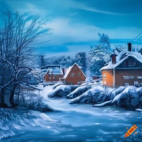 Winter landscape of a small town