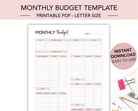 Printable Monthly Budget Planner Budget Template Finance Denmark ...