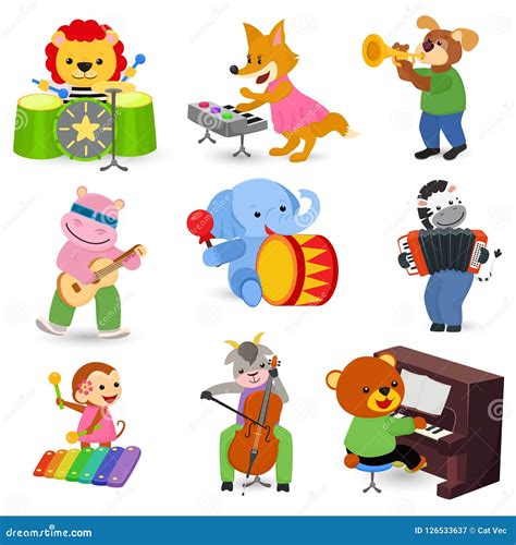 Cartoon Animal Playing Music Vector Illustration | CartoonDealer.com ...