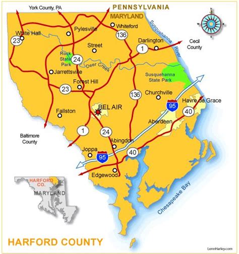 Harford County, Maryland, County Map. | County map, Harford county, Map