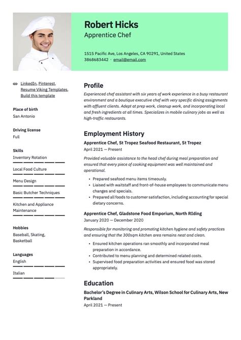 Apprentice Chef Resumes & Guide - ResumeViking.com