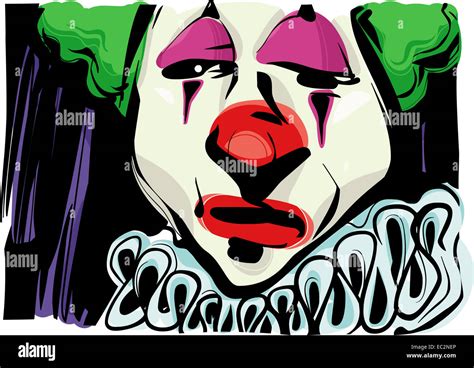 Sketch Drawing Illustration of Sad Clown Face Stock Photo - Alamy