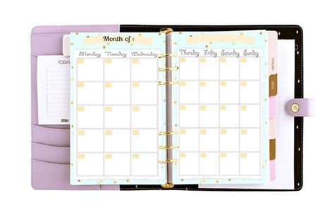 Filofax A5 Monthly Planner ,insert Planner Pages, Mont on 2 Pages, Cute ...