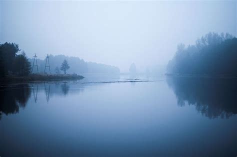 blue, fog, foggy, forest, lake, river, riverside, water, HD Wallpaper ...