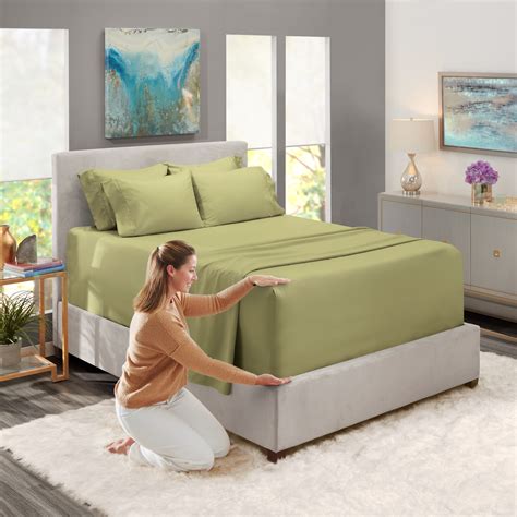 Nestl Hotel Luxury 6 Piece Bed Sheets Set King, Sage Green - Walmart.com