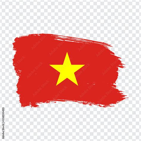 Flag Vietnam, brush stroke background. Flag of Vietnam on transparent ...