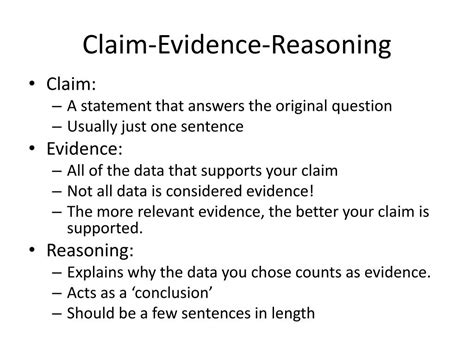 PPT - Claim-Evidence-Reasoning PowerPoint Presentation, free download ...