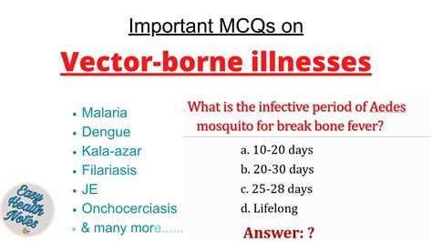 Vector-borne diseases questions with answers।। Malaria, Dengue, Kala ...