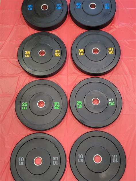 Olympic Bumper Weight Plates Full Set For Olympic Barbell for Sale in ...