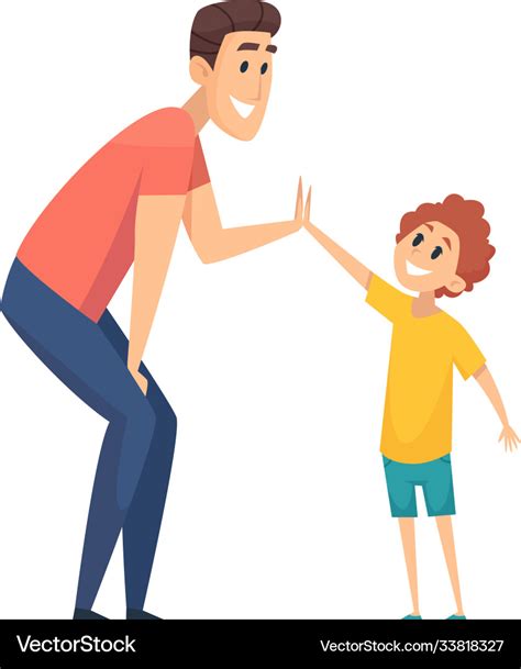 High five man greeting boy happy people cartoon Vector Image