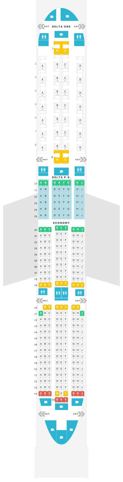 Delta A350 (A350 900) Seat Map - Airportix