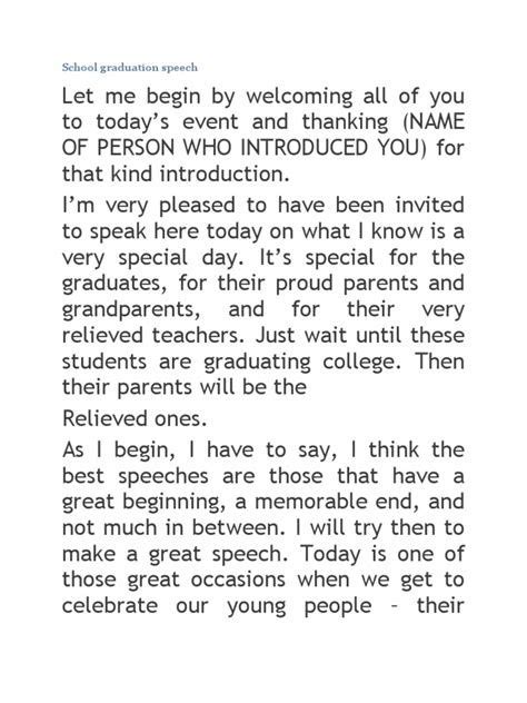 7+ Middle School Speech Examples (PDF) | Examples | Graduation speech ...