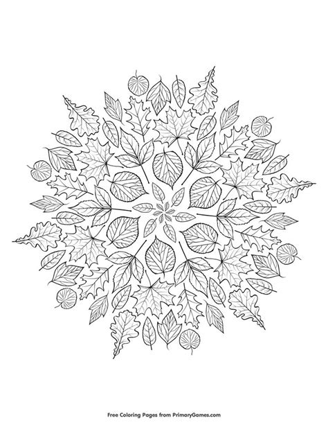 Fall Leaves Mandala Coloring Page