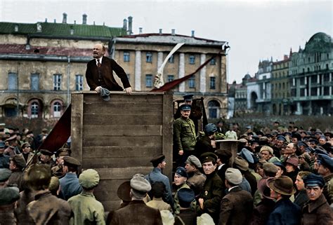 october revolution led by vladimir lenin, 1917 (colorized by me ...