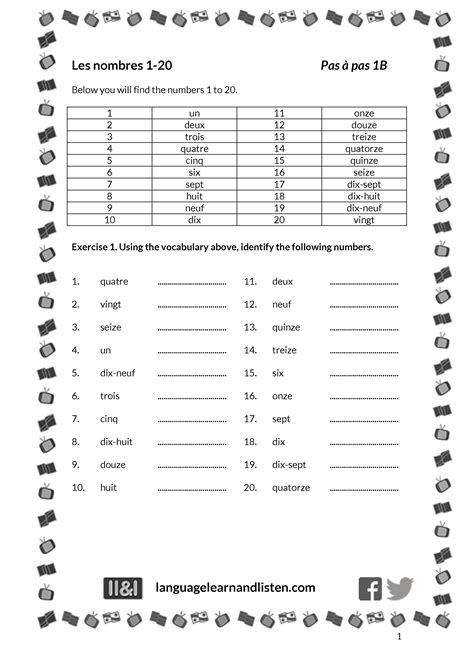 French - Numbers 1-20 by Teach Simple