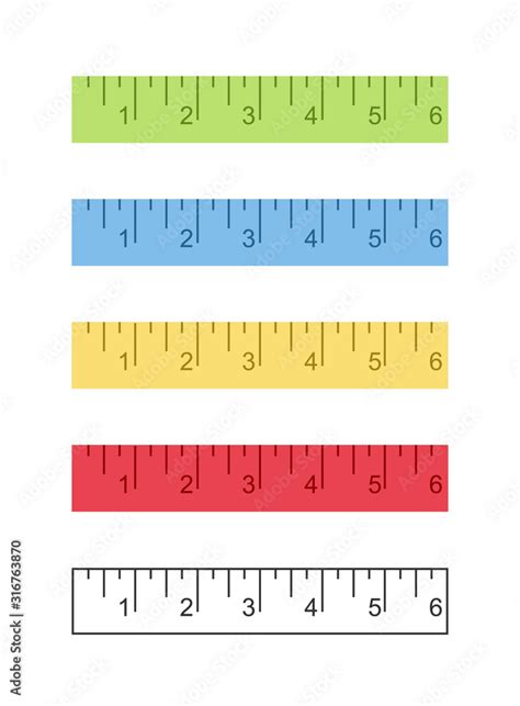 6 inch ruler icon set. Clipart image isolated on white background Stock ...