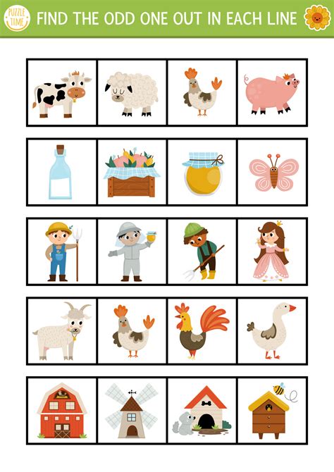 Find the odd one out. On the farm logical activity for children. Farm ...