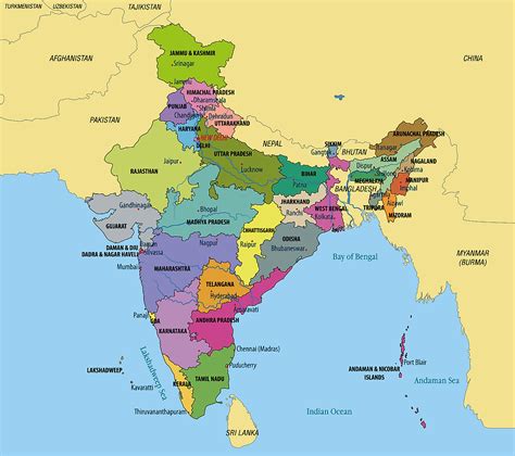 India Map With States And Cities And Districts