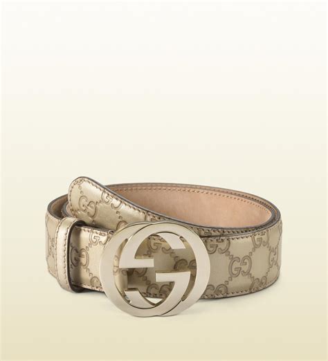 Gucci Metallic Leather Belt With Interlocking G Buckle - Lyst