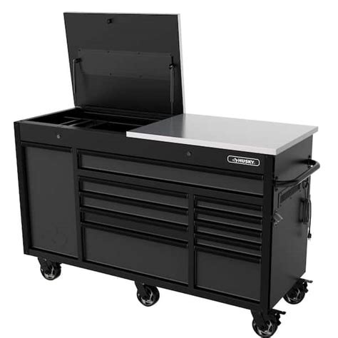 Husky 63 in. W x 23 in. D Heavy Duty 11-Drawer Mobile Workbench Cabinet ...