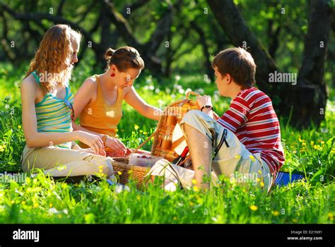 Friends on picnic Stock Photo - Alamy