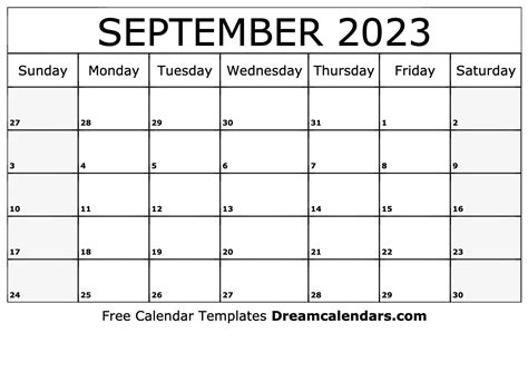 September 2023 Calendar - Free Printable with Holidays and Observances