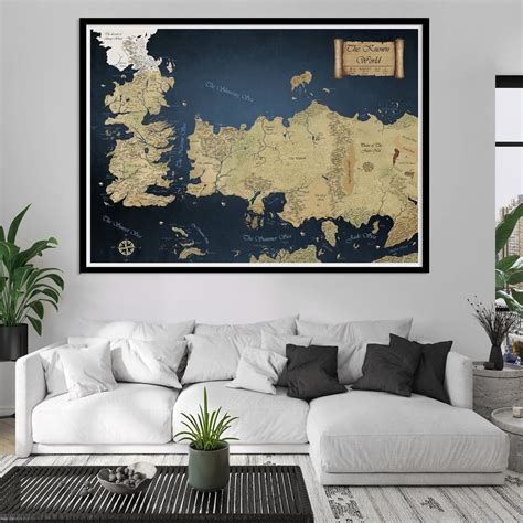 Game of Thrones Map, Poster Print Art, Wall Art for Living Room, Game ...