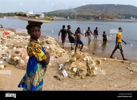 Fishermen ,Ubangi river ,Bangui ,Central African Republic ,Africa Stock ...