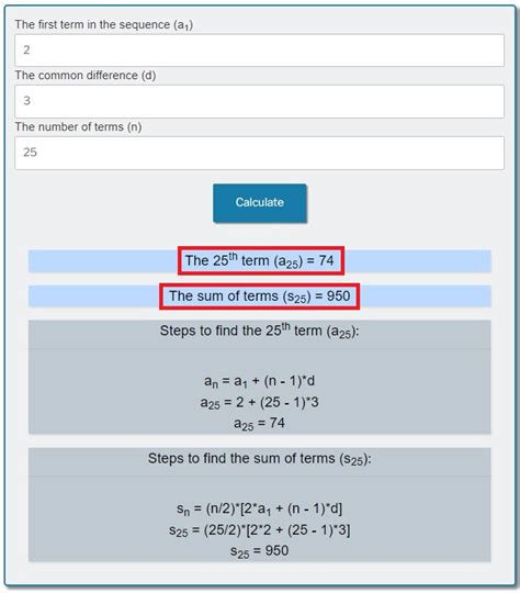 Arithmetic Sequence Calculator (with steps) – Exploring Finance