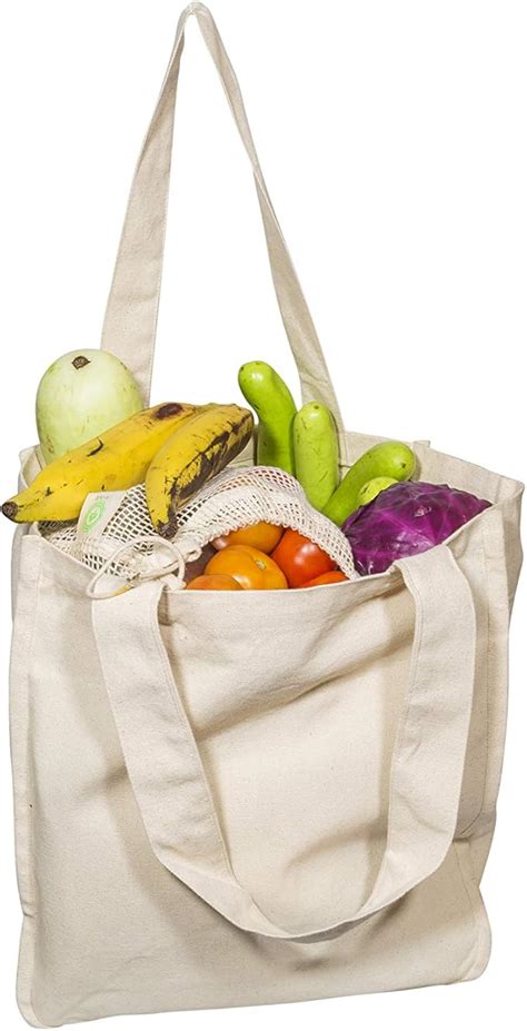 Best Canvas Grocery Shopping Bags with Bottle Sleeves - Cloth Tote ...