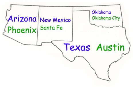 Southwest States And Capitals Quiz Printable - Printable Word Searches