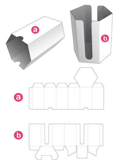 Tall hexagonal shaped box with tall hexagonal shaped lid die cut ...