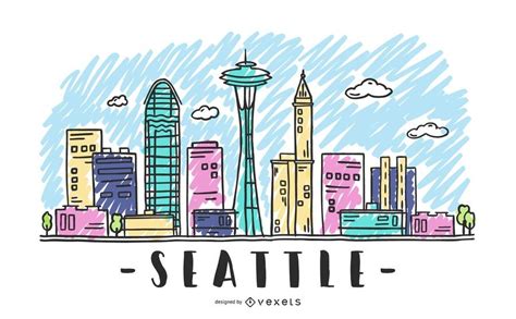 Sketch Of Seattle's Skyline - Vector Download