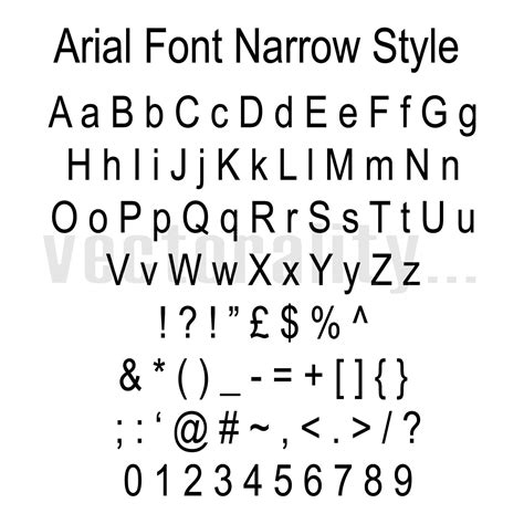 Arial Font Narrow Style Alphabet Numbers Letters Vector Art | Etsy