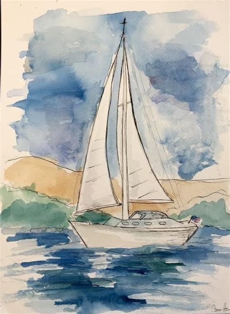 watercolor | Watercolor boat, Sailboat art, Sailboat painting