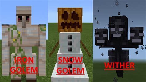 MINECRAFT PE : HOW TO SPAWN IRON GOLEM, SNOW GOLEM AND WITHER - YouTube