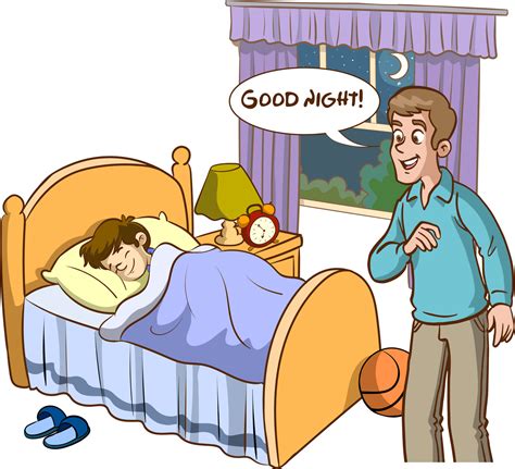 sleepy yawning kids and parents good night cartoon vector 21081249 ...